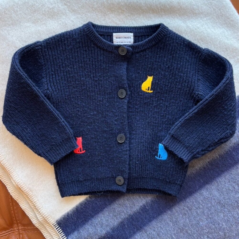 Bobo Choses Cat Cardigan in size 24-36m